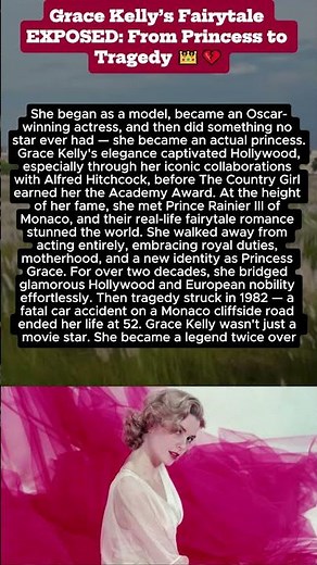 Grace Kelly’s Fairytale EXPOSED: From Princess to Tragedy 👑💔