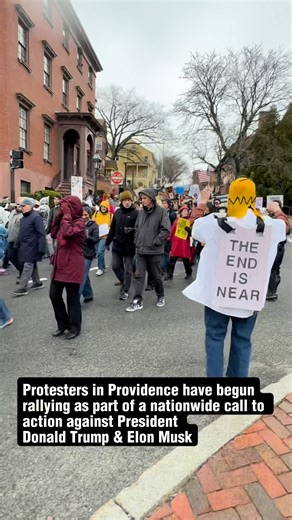 Ocean State Media on Instagram: "The smallest state is having one of it's biggest protests today as locals march through the streets of Providence for the nationwide 'Hands-Off' protest against President Donald Trump and Elon Musk. Learn more #linkinbio #handsoff #providence #rhodeisland #trump #elonmusk #local #breakingnews #update"