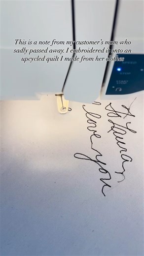 Ambassador Jessica of Sewn Anew embroidered a handwritten note onto the corner of a quilt! Here's how she did it: "It was possible because of my HUSQVARNA® VIKING® Designer Sapphire 85 sewing and embroidery machine! I traced the handwriting on my embroidery software, uploaded it to my machine and it did the rest. The possibilities are endless✨" Makes yours with the Digitizing Wizard within mySewnet Embroidery Software. Learn more about using this tool: https://bit.ly/3Q1x4r9 | Husqvarna Viking N