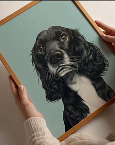 Black and White Cocker Spaniel Art Print: Dog Lover Gift (digital Art) - Etsy