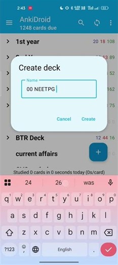 How to Create a DECK in Anki Droid app || Ankidroid #anki #activerecall | Active Recall| NEETPG 2027