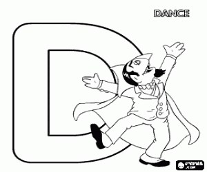 Dracula and the letter D coloring page printable game