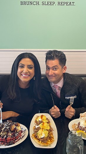 News 12 New Jersey’s morning team is popping up in your neighborhood each week 👋 Watch tomorrow at 8am to see Syma Chowdhry and Meteorologist Mike Rizzo visit the Brownstone Pancake Factory in Freehold! | News 12 New Jersey