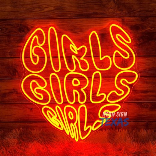 Girls Girls Girls LED Neon Sign, Strip Club Wall Decor, Girls Bedroom Decor, Bar Bachelorette Party Neon Signs, Heart Shape Girls Neon Sign - Etsy