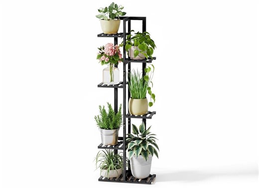 48 Inch Tall Bamboo Plant Stand Indoor, 6 Tier Corner Plant Shelf for 7 Pots, Black Floor Planter Holder, Modern Tiered Plant Rack - Etsy