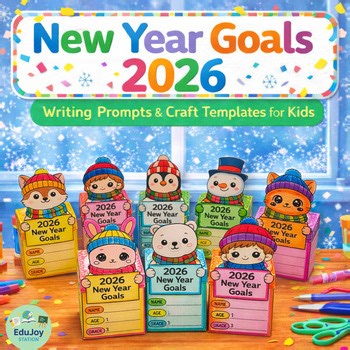 New Year Goals & Resolutions 2026 Writing Prompts & Craft Templates for Kids