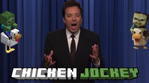 Great News, Everyone: Jimmy Fallon Has Killed The 'Chicken Jockey' Meme From 'A Minecraft Movie'