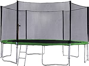 Exacme Outdoor Round Trampoline 12 Foot with Enclosure Net for Kids, Spring Cover Green T12