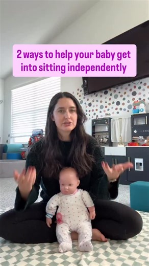 Ashley | Peds PT on Instagram: "Teaching your baby how to sit isn’t “forcing.” It’s intentional play that builds strength, coordination and the motor patterns needed for independent sitting. These are 2 exercises I use all the time as a pediatric PT to help babies learn to push into sitting on their own. Try them daily for a few weeks and you’ll usually see more stability, smoother transitions and more confidence. #childdevelopment #babymilestones #pediatricPT #infantdevelopment #milestonetips"