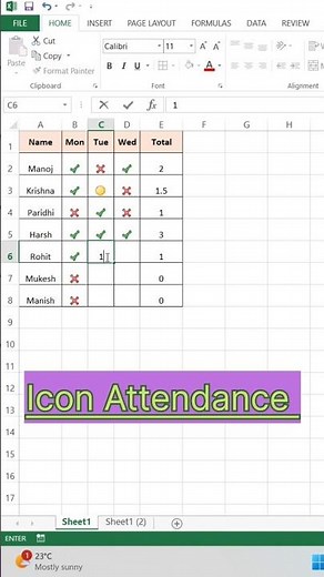Track Attendance with Icons in Excel: Easy Tutorial#excel