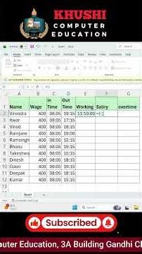 ⏱️ Hourly Wages Calculation in Excel 💰 | Time Formula Trick 🔥 | Short Tutorial #excel #bilaspur
