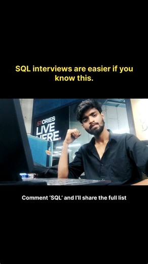 UDAYKIRAN on Instagram: "Top 50 SQL interview questions & answers every student must prepare 💻 SQL interviews repeat the same concepts again and again. If you master these, you’re already ahead. Save this before your interview. Comment “SQL” for the complete Q&A list 👇 Follow @udaytechx for daily interview & placement guidance 🚀 #SQL #SQLInterview #DataAnalytics #Placements #Freshers TechCareers InterviewPreparation StudentsOfIndia"