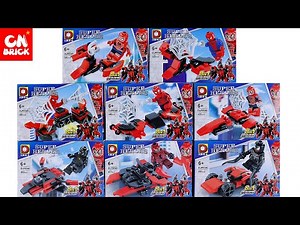 Unoffical Lego Spiderman Minifigure set 8 In 1 To Mech Robot DLP9140 Unoffical Lego Speed Build