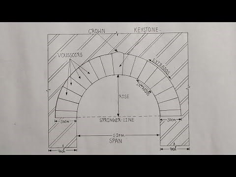 Semi Circular Arch Drawing | Front Elevation | Building Drawing