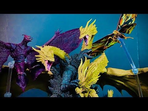 Godzilla vs king ghidorah vs mothra vs rodan epic battle stop motion