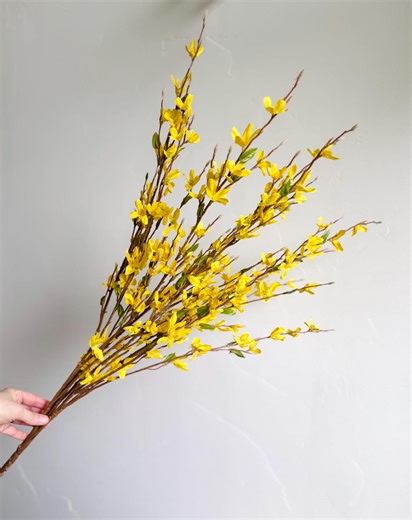 Realistic Faux Forsythia Bush, Yellow Spring Branches, Artificial Forsythia Stems for Wreath Making, Spring Decor, Floral Arrangements - Etsy