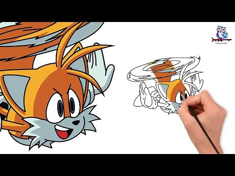 How to Draw Tails Flying from Sonic - Step by Step