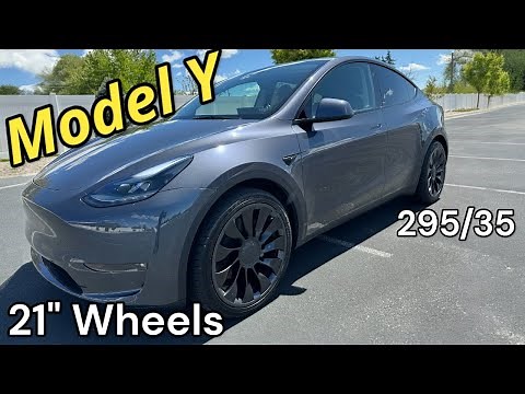 Tesla model Y 21" Performance Uberturbine Wheel Upgrade W/ Larger Tire Size 295/35/r21 In Rear!!