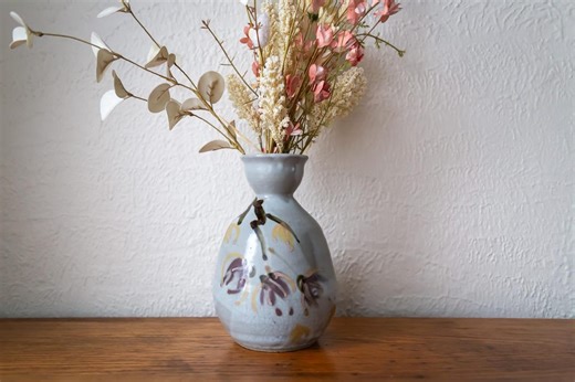 Large Bruce Morrow Australian Studio Pottery Vase – Signed BM – Crackle Glaze & Hand-painted Florals (21cm) - Etsy Australia
