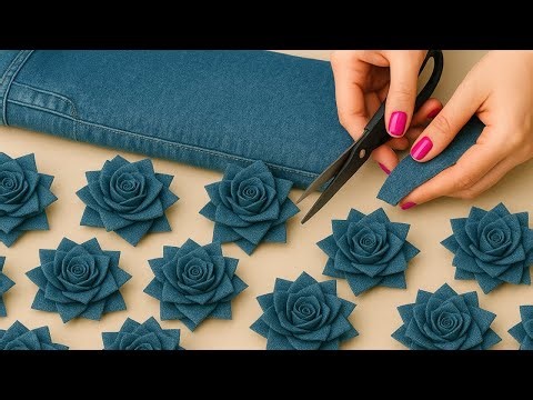 🌹 Turn Old Jeans Into Beautiful Roses | Step-by-step tutorial !
