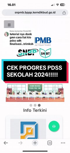 Membalas @Finata'80 ini tutorial cek progres pingisihan pdss sekolah #pdsssekolah #eligible2024 #SNBP #snpmb2024 #pejuangptn #pdss #pejuangptn2024