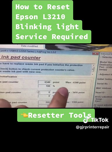 How to RESET Epson L3210 service required error blinking lights#fyp #foryou #foryourpage #epson #printerrepair #gjrprinterrepair #l3210 #epsonl3210