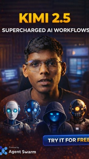 Govind | AI Tools & Hacks on Instagram: "Kimi 2.5 is changing how complex work gets done. From coding and website development to deep document analysis and full office workflows, it delivers structured results in minutes. Powered by Agent Swarm, multiple AI agents collaborate on your task automatically. And yes — you can try it for free. #explore #fyp #foryou #ai #aitools"