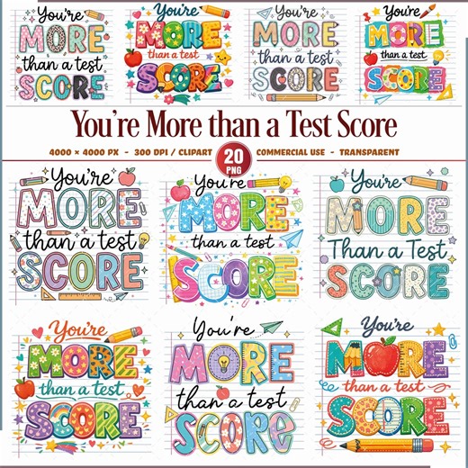 You're More Than a Test Score Teacher Clipart PNG Bundle - Etsy