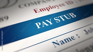 Animated Pay Stub - Earnings statements. Fictitious Data Created Exclusively for This Concept Footage