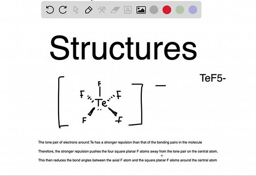 SOLVED:The structure of TeF5^- is Draw a complete Lewis structure for TeF5-, and explain the distortion from the ideal square pyramidal structure. (See Exercise 112.)