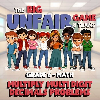 Multiply Multi Digit Decimals Problems BIG UNFAIR Math Game - No Prep Grade 6