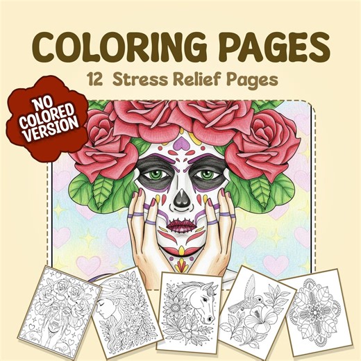Simple and Easy Stress Relief Relaxing Adult Coloring Pages, Stress Relief Gift, Adult Mindful Anxiety Relief Coloring, Instant Download - Etsy