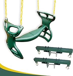 Eastern Jungle Gym Heavy-Duty Plastic Horse Glider Swing Seat Back-to-Back Glider for Two Kids with Coated Swing Chains - Bundle with Mounting Hardware