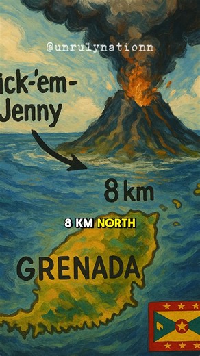 🇬🇩🌊 Kick-’em-Jenny – The Caribbean’s Underwater Threat Kick-’em-Jenny is one of the most unique volcanoes in the world — because it erupts underwater. Located just north of Grenada, it sits directly below one of the region’s most important shipping routes. The biggest dangers? Sinking ships from gas bubbles, explosive projectiles from the sea, and rare tsunami threats. In 1944, the schooner Island Queen disappeared nearby without a trace — and many believe degassing from Kick-’em-Jenny was th