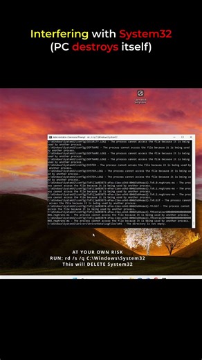 🔥Interfering with System32 (PC 💥 ITSELF)#shorts