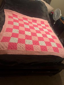 Crochet Pink Gingham Blanket - Etsy Canada