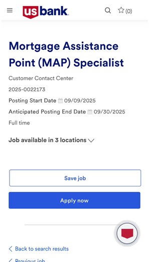 https://careers.usbank.com/global/en/job/2025-0022173/Mortgage-Assistance-Point-MAP-Specialist?fbclid=IwVERFWAM1Au5leHRuA2FlbQIxMQABHkO8m5jRr_pSmzCbbR38b39PZafCM29BILW2kEqTIcpIRUGbu4GzUP3VVAEl_aem_VWG2ZL5xppbiztkbMKEY9g