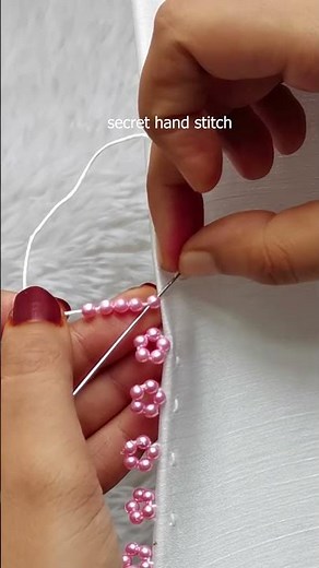 very easy cute embroidery lace design //pearl lace stitch #shortvideo #embroiderylover #design