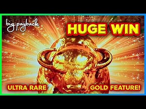 ULTRA RARE Gold Feature → HUGE WIN on Buffalo Mega Stampede Slots!