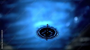 Drop of water falling in a puddle in super slow motion