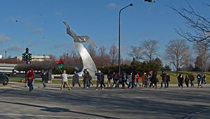 Police brutality protesters block traffic near Midway