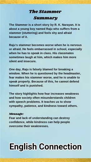 The Stammer Summary, Theme, Message, Character | Plus Two English | Easy Explanation | R K Narayan