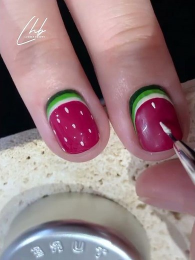 Summer Watermelon Nail Art Tutorial 🍉☀️ | Easy and Fun DIY Nails | Luvher Beauty