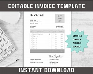 Simple Invoice Template for Small Businesses - Digital Download - Etsy UK