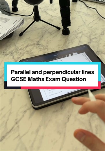 Straight line graphs, perpendicular lines gcse maths exam question for higher tier students #study #revision #exams #school #year11