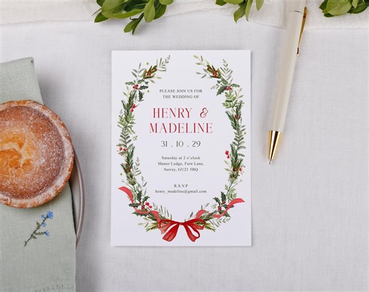 Winter Wedding Invitations Set - A6 Personalised Wedding Invite Stationery - Etsy