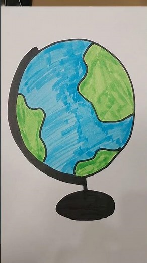 How to Draw Globe Step by Step from C| Easy Earth Drawing for Kids| World Map Globe Drawing & Color