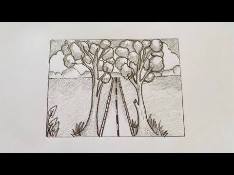 Drawing Landscape For Beginners / One Point Perspective Street Scenery Drawing