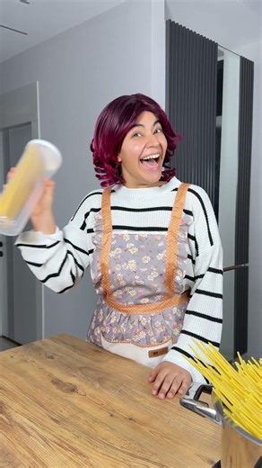 My mom is helping me keep the pasta from falling apart 🤪