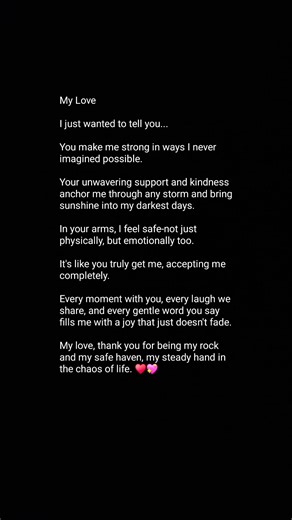 My love, thank you for being my rock and my safe haven, my steady hand in the chaos of life. I love You So Much 💖 You Are My Safe Heaven : Heartfelt Love Quotes And Messages #thankyou #relationship #HeartfeltMessage #imissyou #poem #hearttouching #girlfriend #boyfriend #forever #partner | Love Poems And Messages